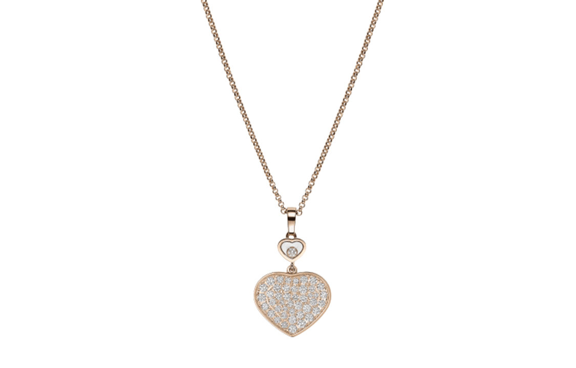 (Women) Chopard Happy Hearts Diamond Heart Pendant Necklace Gold for Women. 797482-5009