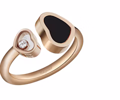 (Women) Chopard Happy Hearts Ring Rose Gold Diamond Onyx for Women 829482-5200 (Women) Chopard Happy Hearts Ring Rose Gold Diamond Onyx for Women 829482-5200