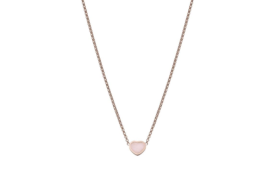 (Women) Chopard Heart Pendant 18K Rose Gold Opal Necklace for Women - Rose Gold 81A086-5620