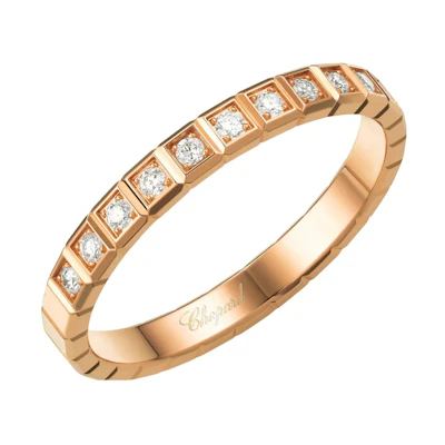 (Women) Chopard Ice Cube Half Diamond 18K Rose Gold Ring for Women. 827702-5250