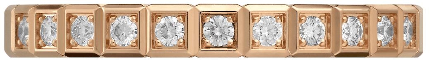 Lookbook (Women) Chopard Ice Cube Half Diamond 18K Rose Gold Ring for Women. 827702-5250