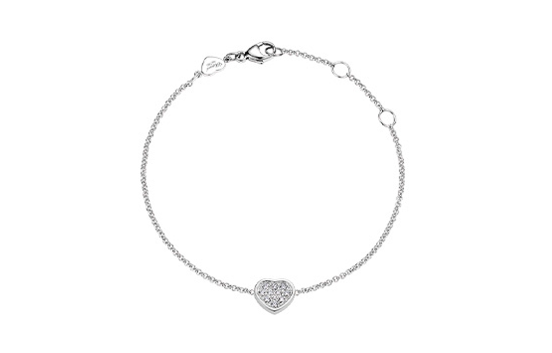 (Women) Chopard My Happy Hearts 18K Gold Diamond Heart Bracelet Silver . 85A086-1091