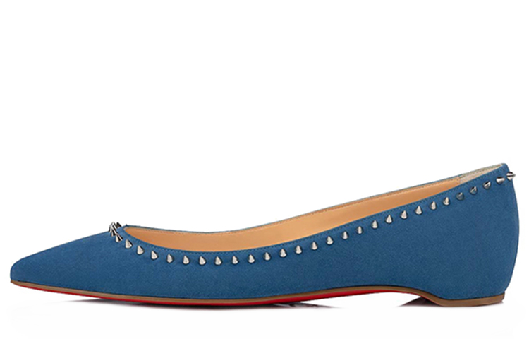 (W) Christian Louboutin Anjalina Flat 'Blue Studs'