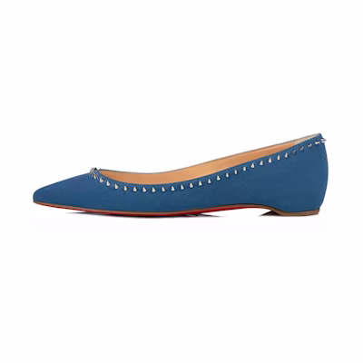(W) Christian Louboutin Anjalina Flat 'Blue Studs'
