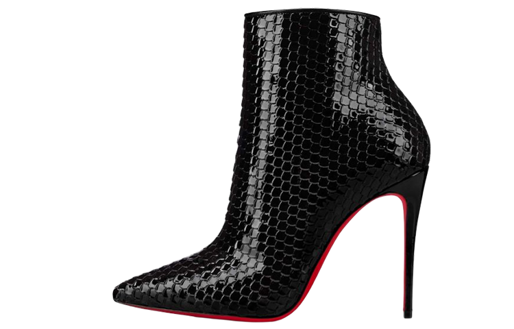 (W) Christian Louboutin Ankle Boot 'Black Patent Calfskin'