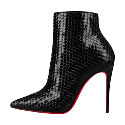 (W) Christian Louboutin Ankle Boot 'Black Patent Calfskin'