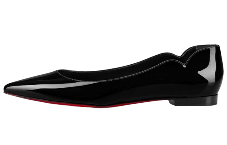 (W) Christian Louboutin Ballerina Flats 'Black Patent Leather'