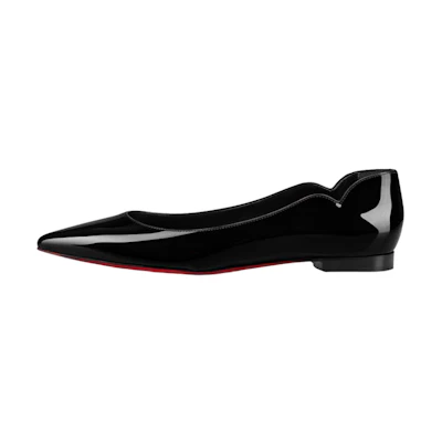 (W) Christian Louboutin Ballerina Flats 'Black Patent Leather'