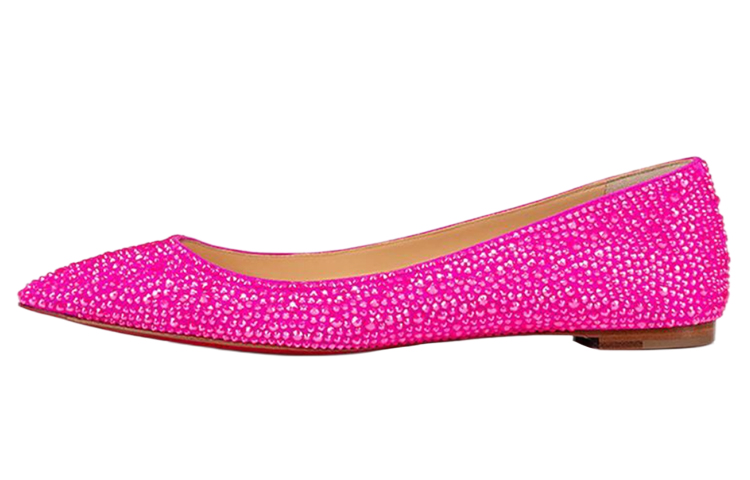 (W) Christian Louboutin Ballerina Flats 'Pink Crystal'