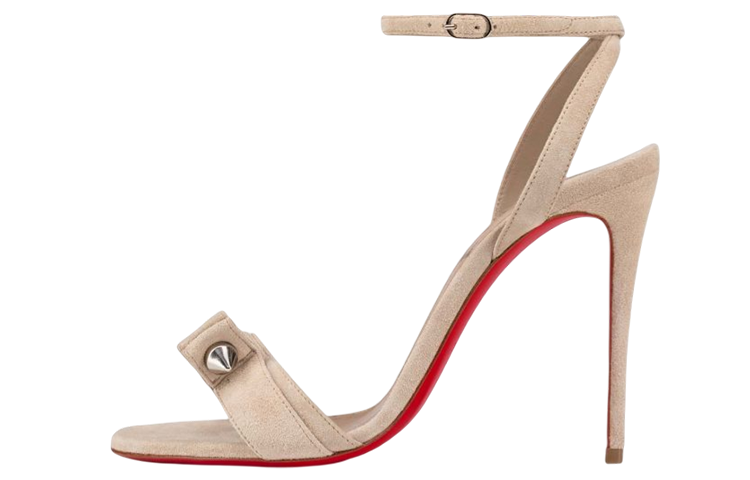(W) Christian Louboutin Calf Leather High Heel Sandal 'Nude'