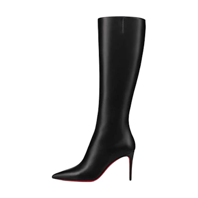 (W) Christian Louboutin Calfskin High-Top Boot 8.5cm 'Black'