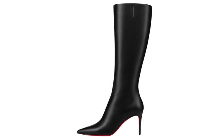 Buy (W) Christian Louboutin Kalfsleer High-Top Laars 8.5cm ''Zwart'' 3211152BK01