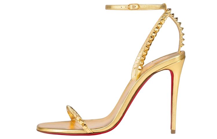 (Women) Christian Louboutin Calfskin Sandals 'Gold' 1220898G297