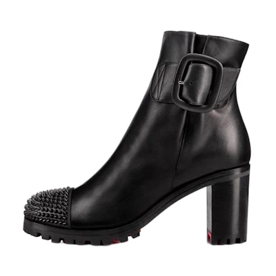 (W) Christian Louboutin Calfskin Short Boot 'Studded Black'