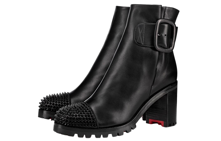 (W) Christian Louboutin Calfskin Short Boot 'Studded Black' 圖 3