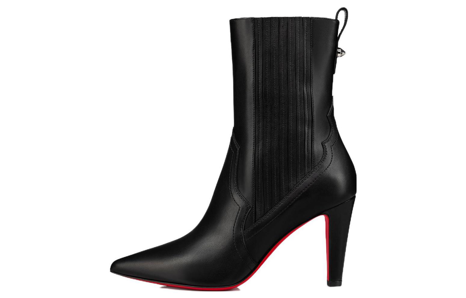 (Women) Christian Louboutin Calfskin Slip-On High Heel Chelsea Boot 'Black' 3221031BK01