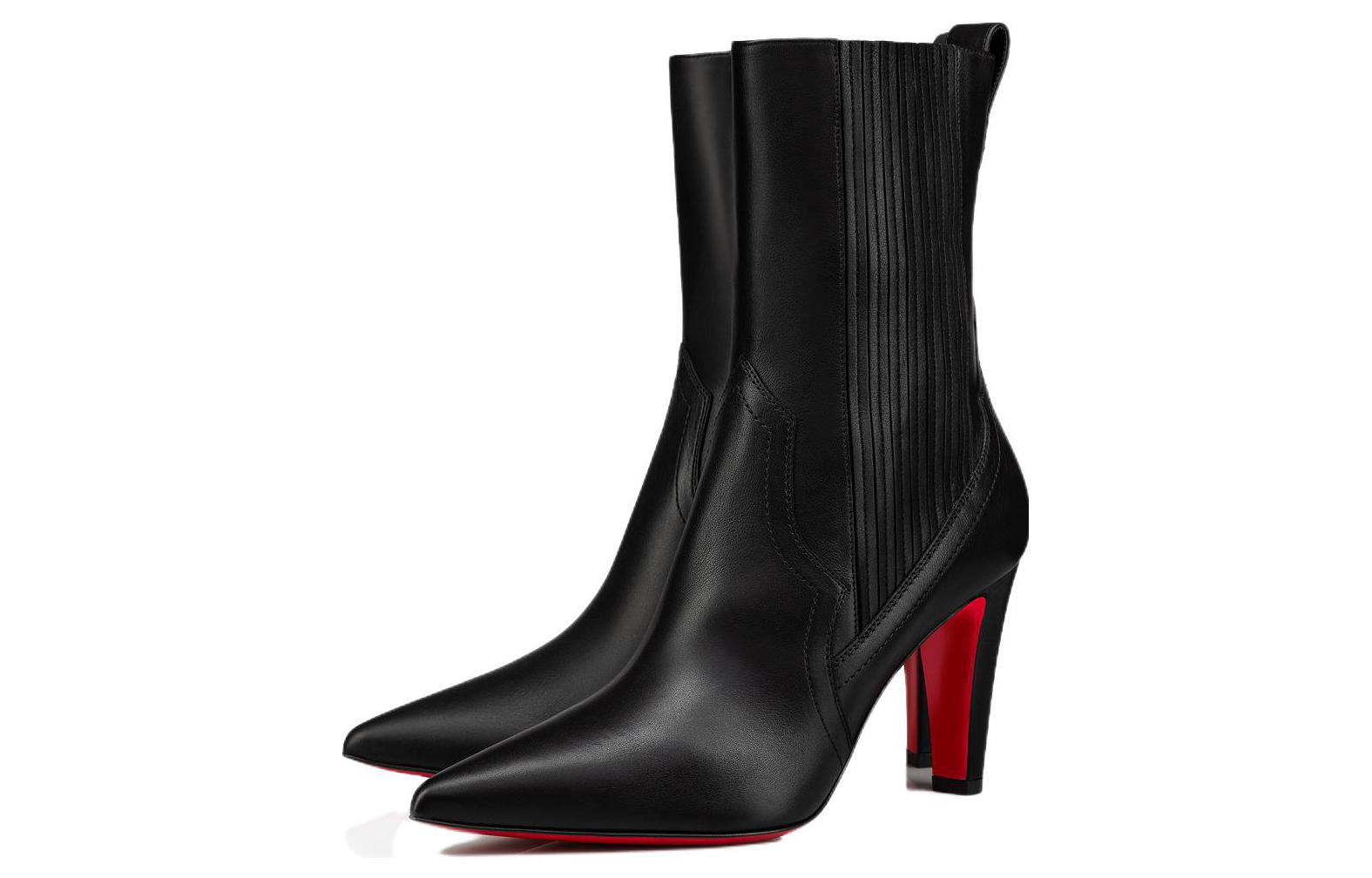 Lookbook (W) Christian Louboutin Sepatu High Heel Boot Chelsea Kulit Hitam 3221031BK01