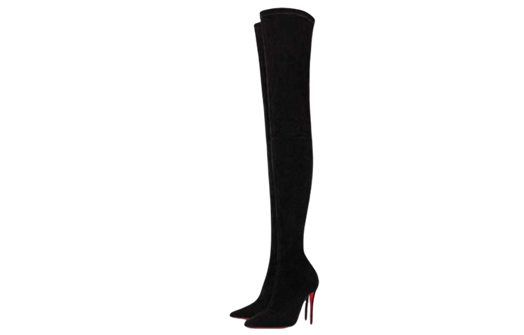Lookbook (W) Christian Louboutin Kalfsleer Suède Overknee Laars 10cm ''Zwart'' 1220521BK01
