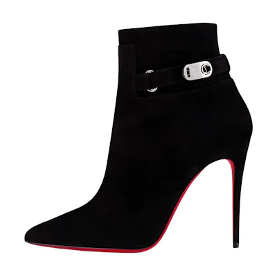 (W) Christian Louboutin Calfskin Suede Short Boots 'Fashion Casual Black'