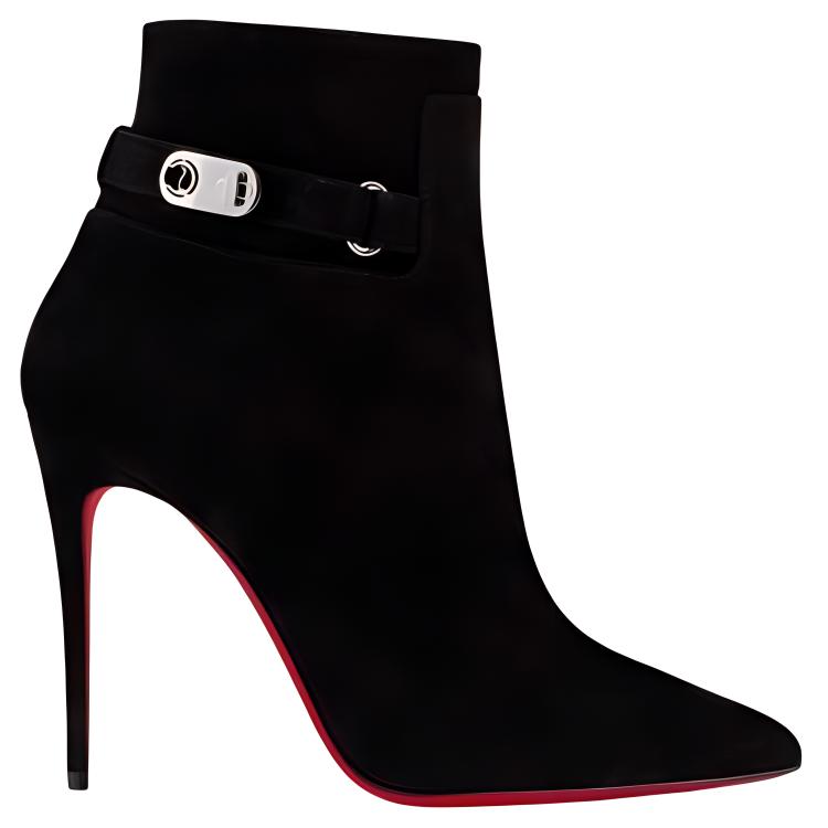 (W) Christian Louboutin Calfskin Suede Short Boots 'Fashion Casual Black' 圖 2