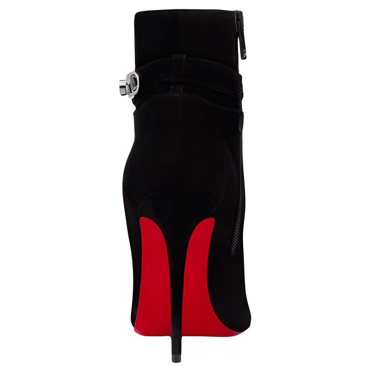 (W) Christian Louboutin Calfskin Suede Short Boots 'Fashion Casual Black' 圖 4