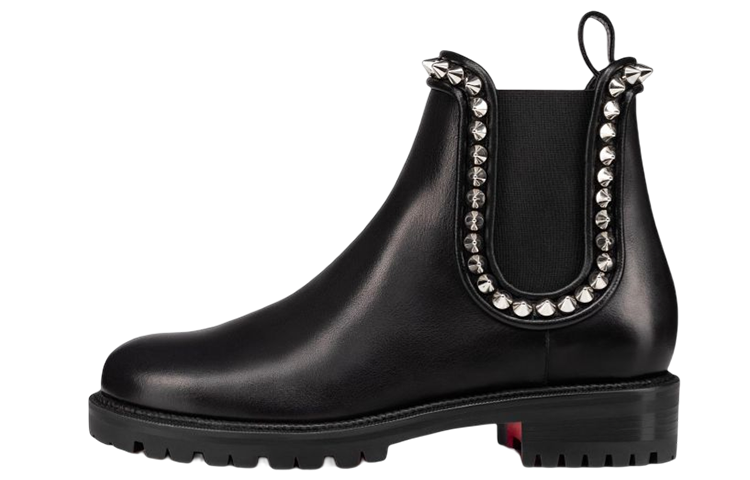 (Women) Christian Louboutin Capahutta Flat Leather Boot Studded 'Black' 3200671BK65