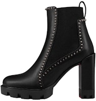 (Women) Christian Louboutin CL 10cm 'Black Round-Toe Calfskin Ankle Chelsea Boot' 3220852BK01 (Women) Christian Louboutin CL 10cm 'Black Round-Toe Calfskin Ankle Chelsea Boot' 3220852BK01