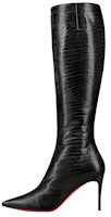 (Women) Christian Louboutin CL 'Black Leather Lizard-Embossed Pointed-Toe Over-The-Knee Boots' 3221233BK01 (Women) Christian Louboutin CL 'Black Leather Lizard-Embossed Pointed-Toe Over-The-Knee Boots' 3221233BK01
