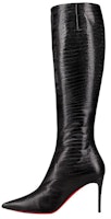(Women) Christian Louboutin CL 'Black Leather Lizard-Embossed Pointed-Toe Over-The-Knee Boots' 3221233BK01 (Women) Christian Louboutin CL 'Black Leather Lizard-Embossed Pointed-Toe Over-The-Knee Boots' 3221233BK01