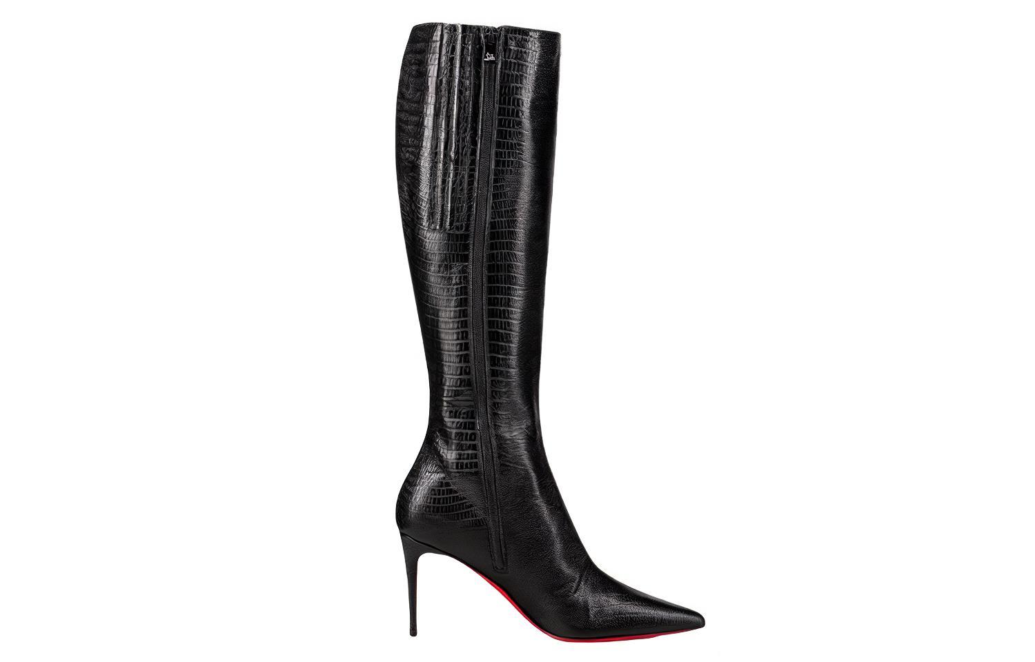 Order (W) Botas Altas Christian Louboutin CL Cuero Negro con Relieve de Lagarto. 3221233BK01