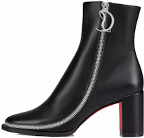 (Women) Christian Louboutin CL Black 'Leather Round-Toe Zip Boots' 3230764BK01 (Women) Christian Louboutin CL Black 'Leather Round-Toe Zip Boots' 3230764BK01