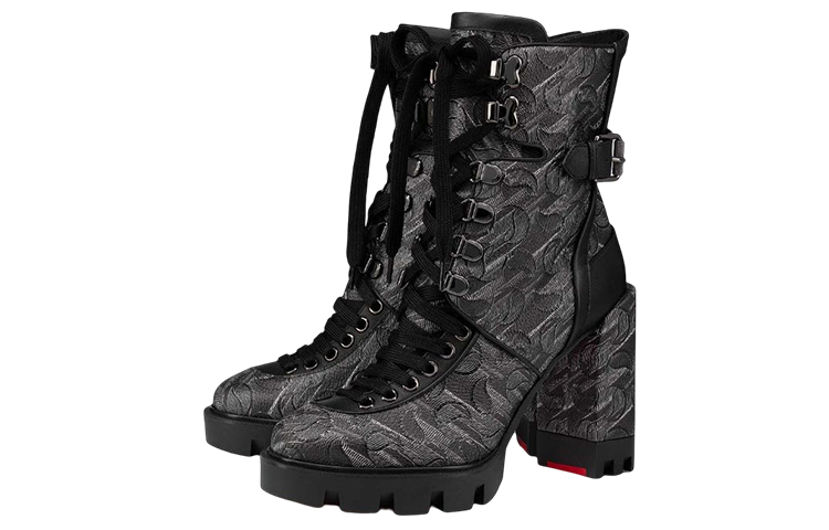 Lookbook (W) Botas de Tobillo de Cuero Negro Christian Louboutin CL By Catherine x Palladium 3221087M918