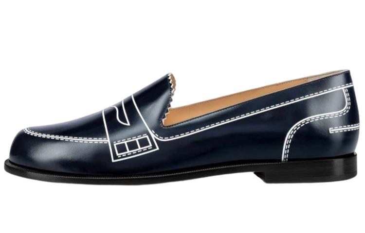 Buy CL路鉑廷 圓頭 莫卡辛鞋 女款 深藍色