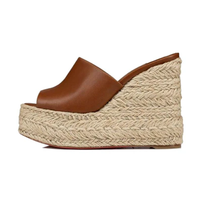 (W) Christian Louboutin CL by Laundry Open Toe Slide Sandal 'Brown Fashion'
