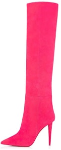 CL路鉑廷 絨面 尖頭細跟 高筒靴 女款 粉色 Buy CL路鉑廷 絨面 尖頭細跟 高筒靴 女款 粉色
