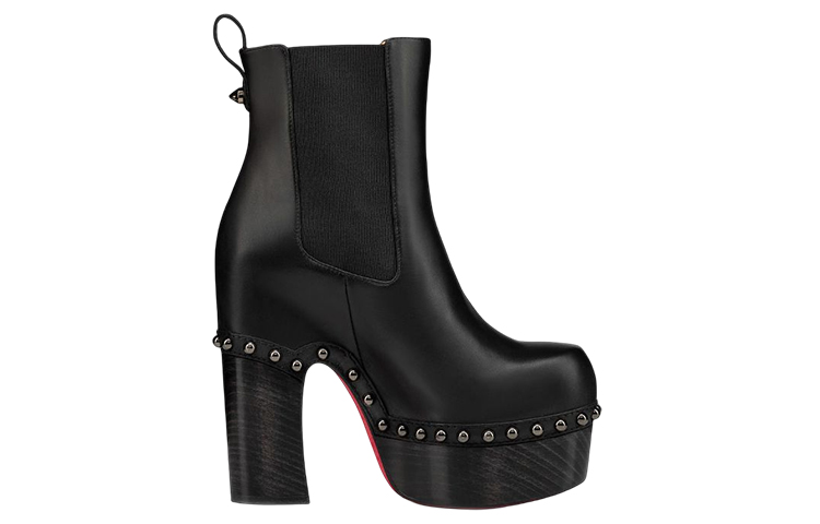 Order (W) Christian Louboutin CL Kasut Tumit Chunky Chelsea Kulit Betis 'Hitam' 3220963BK01