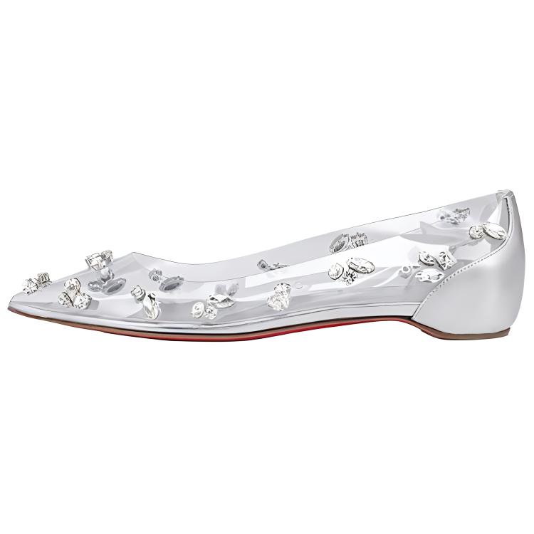 (Women) Christian Louboutin CL DEGRA QUEENIE Pointed Slip-On Casual Shoes Silver 3230496SV20 Shoes