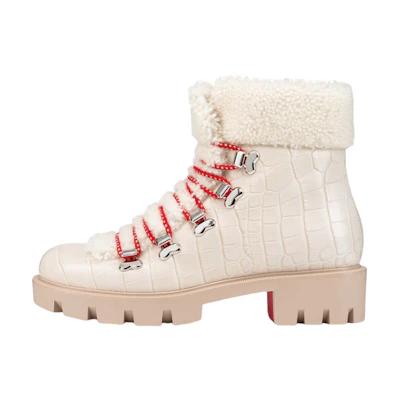 (W) Christian Louboutin CL Leather Ankle Boot 'Nude'