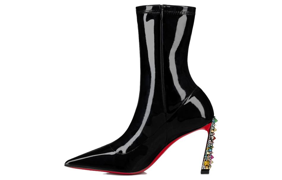 (Women) Christian Louboutin CL Leather Pointed-Toe Stiletto Ankle Boots 8.5cm 'Black' 3231130J277