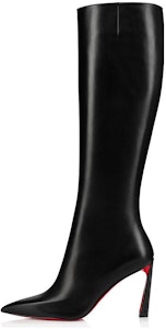 (W) 克里斯提·卢布坦黑色真皮尖头细高跟膝靴 1230624BK01 Buy (W) 克里斯提·卢布坦黑色真皮尖头细高跟膝靴 1230624BK01