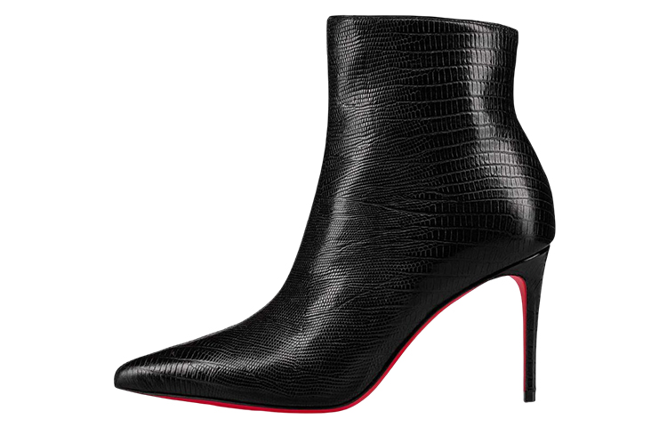 (W) Christian Louboutin CL Leather Pointed-Toe High-Heeled Zip Ankle Boots 'Black'