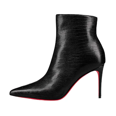 (W) Christian Louboutin CL Leather Pointed-Toe High-Heeled Zip Ankle Boots 'Black'