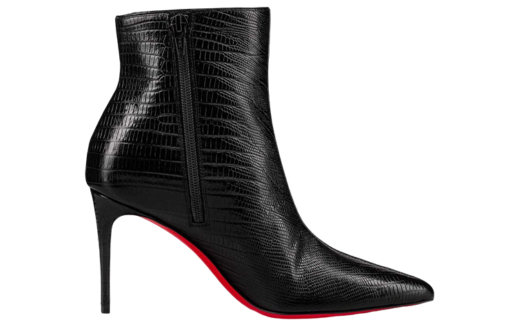 (W) Christian Louboutin CL Leather Pointed-Toe High-Heeled Zip Ankle Boots 'Black' 圖 2