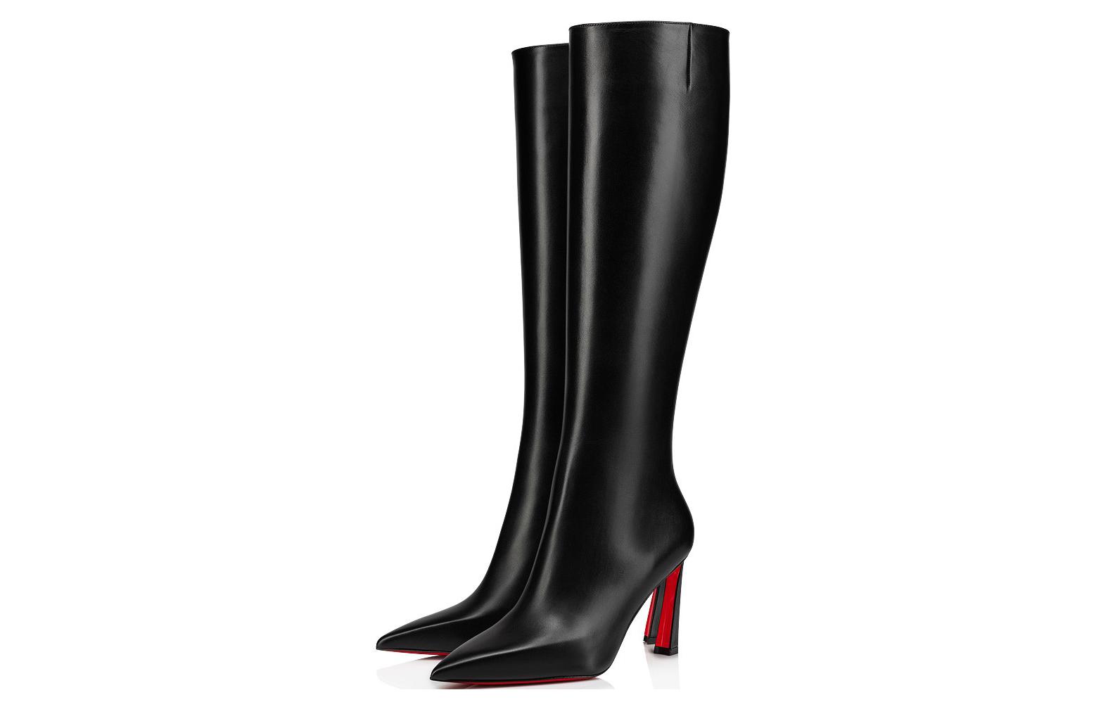 Lookbook (W) Christian Louboutin CL Leder Stiletto Spitze Kniehohe Stiefel ''Schwarz'' 1230624BK01