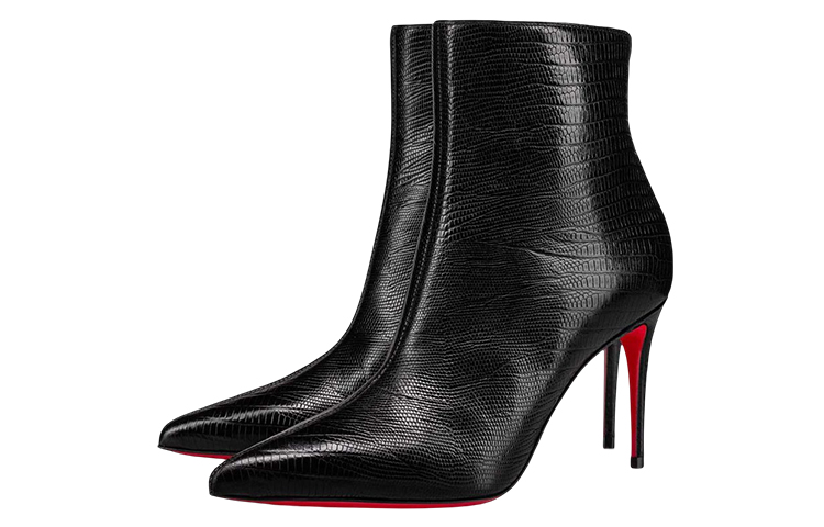 (W) Christian Louboutin CL Leather Pointed-Toe High-Heeled Zip Ankle Boots 'Black' 圖 3