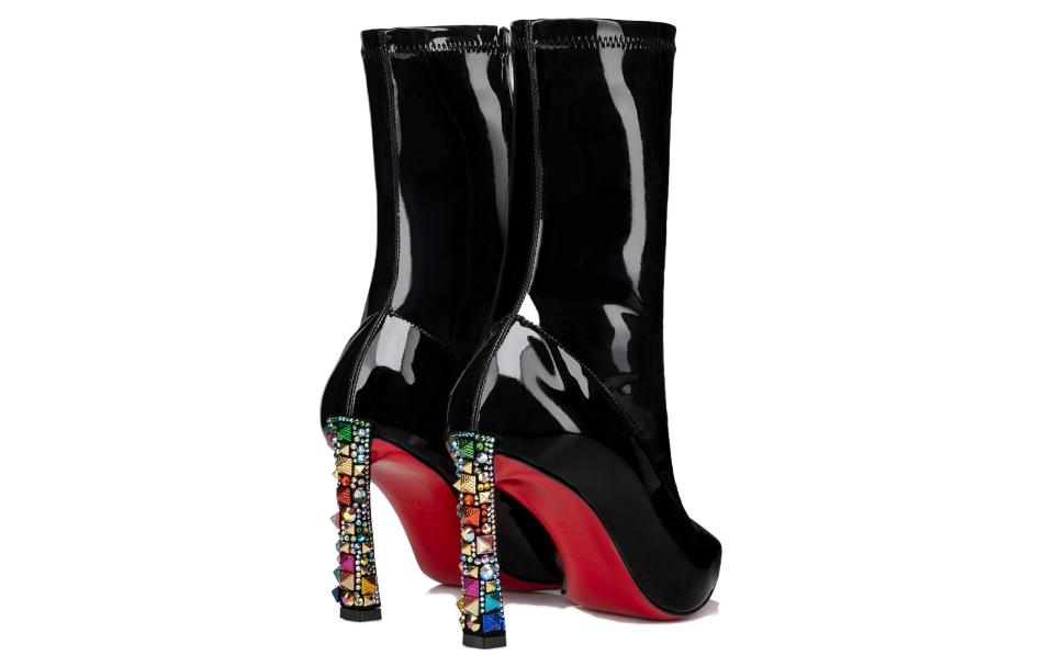 Shop (W) Bottes À Talons Aiguilles En Cuir Noir Christian Louboutin CL 8,5cm 3231130J277