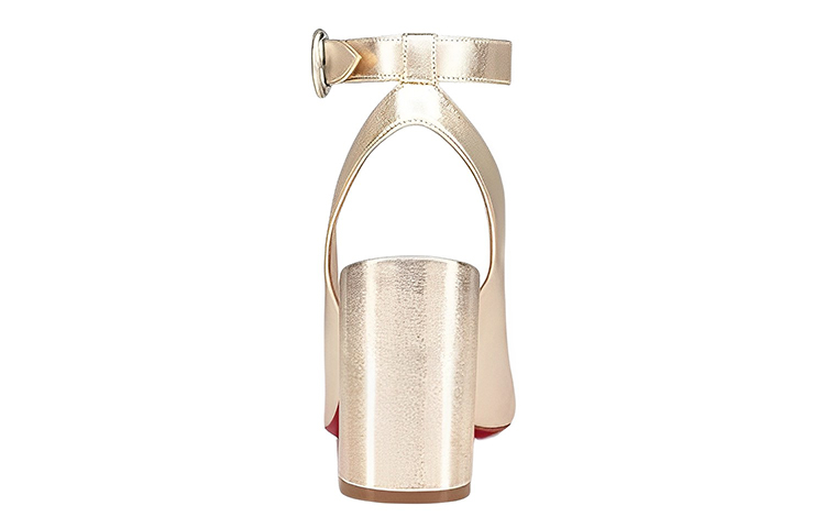 (W) Christian Louboutin CL Leather Round Toe Buckle 'Gold Chunky Heel' 圖 4