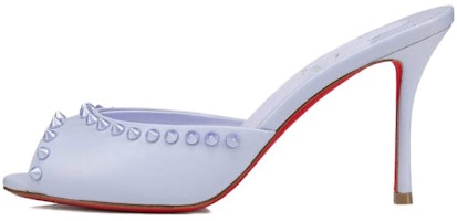 (Women) Christian Louboutin CL Leather Stiletto Peep-Toe Slide 'Light Blue Studs' 1231121L277 (Women) Christian Louboutin CL Leather Stiletto Peep-Toe Slide 'Light Blue Studs' 1231121L277