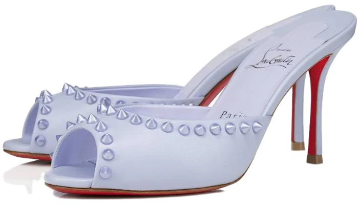 (W) Christian Louboutin CL Kulit Stiletto Peep-Toe Slide 'Light Blue Studs' 1231121L277 Order (W) Christian Louboutin CL Kulit Stiletto Peep-Toe Slide 'Light Blue Studs' 1231121L277