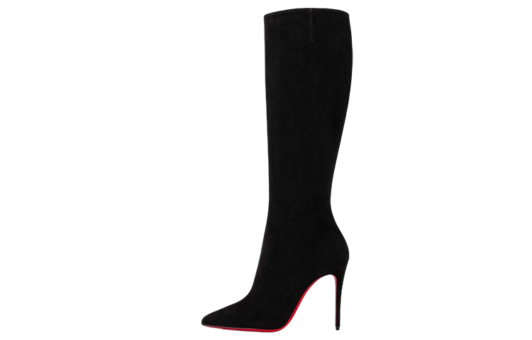 (W) Christian Louboutin CL Louboutin Velvet Leather High-Top 'Black'